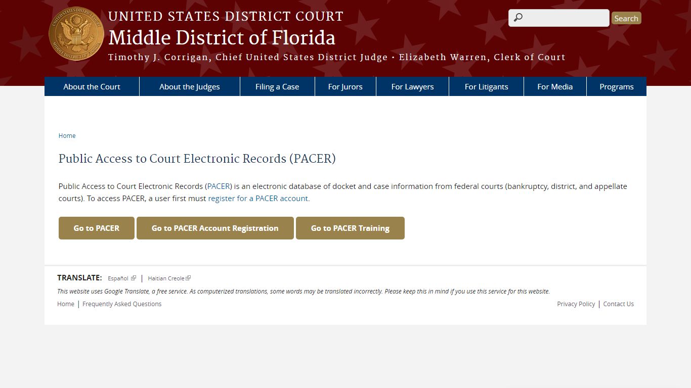 Public Access to Court Electronic Records (PACER) | Middle District of ...
